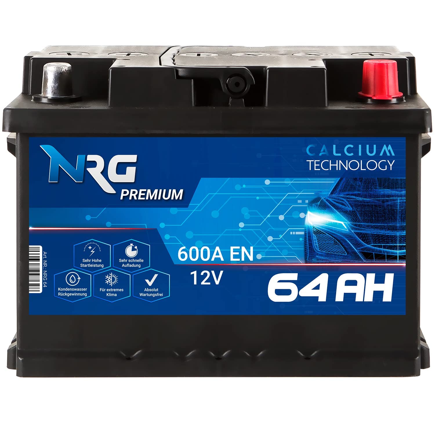 NRG Premium Autobatterie 12V 64Ah ersetzt 55AH 56AH 60AH 61AH 62AH 63AH Batterie von NRG PREMIUM