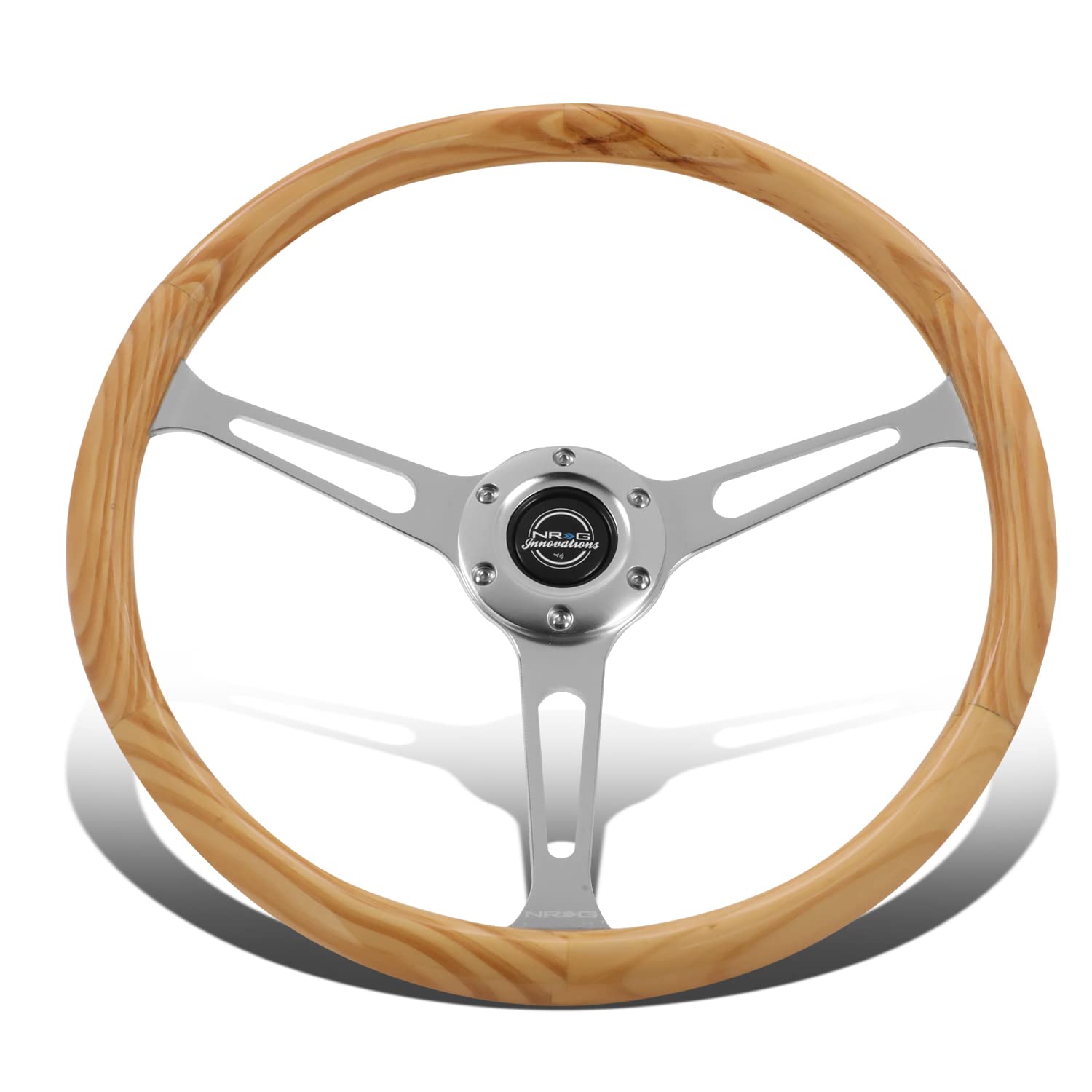 NRG Innovations NRG-RST-380RG Verstärktes klassisches Rad mit leichter Holzmaserung, 380 mm, 3 Speichen in glänzendem Chrom mit Schlitzen NRG Innovations NRG-RST-380RG Verstärktes klassisches Rad mit leichter Holzmaserung, 380 mm, 3 Speichen in glänzendem Chrom mit Schlitzen von NRG Innovations