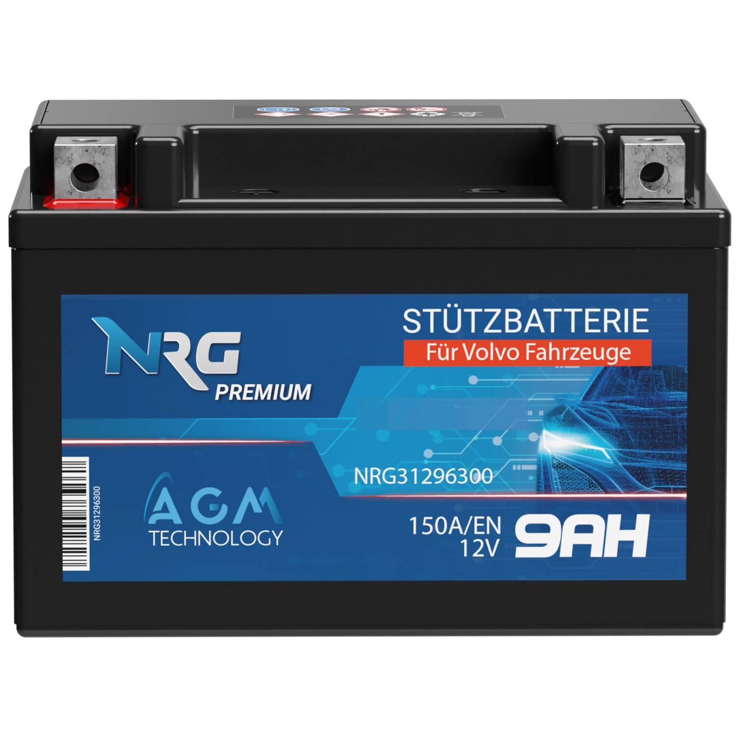 NRG PREMIUM Stützbatterie 31296300 9Ah 12V Backup Batterie AGM start stop ersetzt 509106013 AUX9 EK091 59000 von NRG PREMIUM