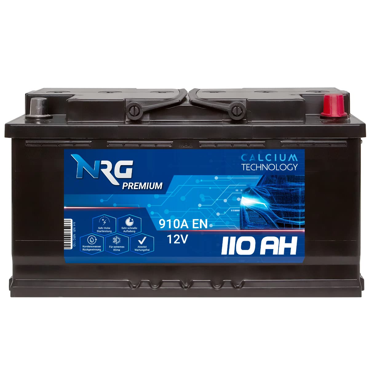 NRG Premium Autobatterie 12V 110AH 910A/EN Batterie ersetzt 100AH 95AH von NRG PREMIUM