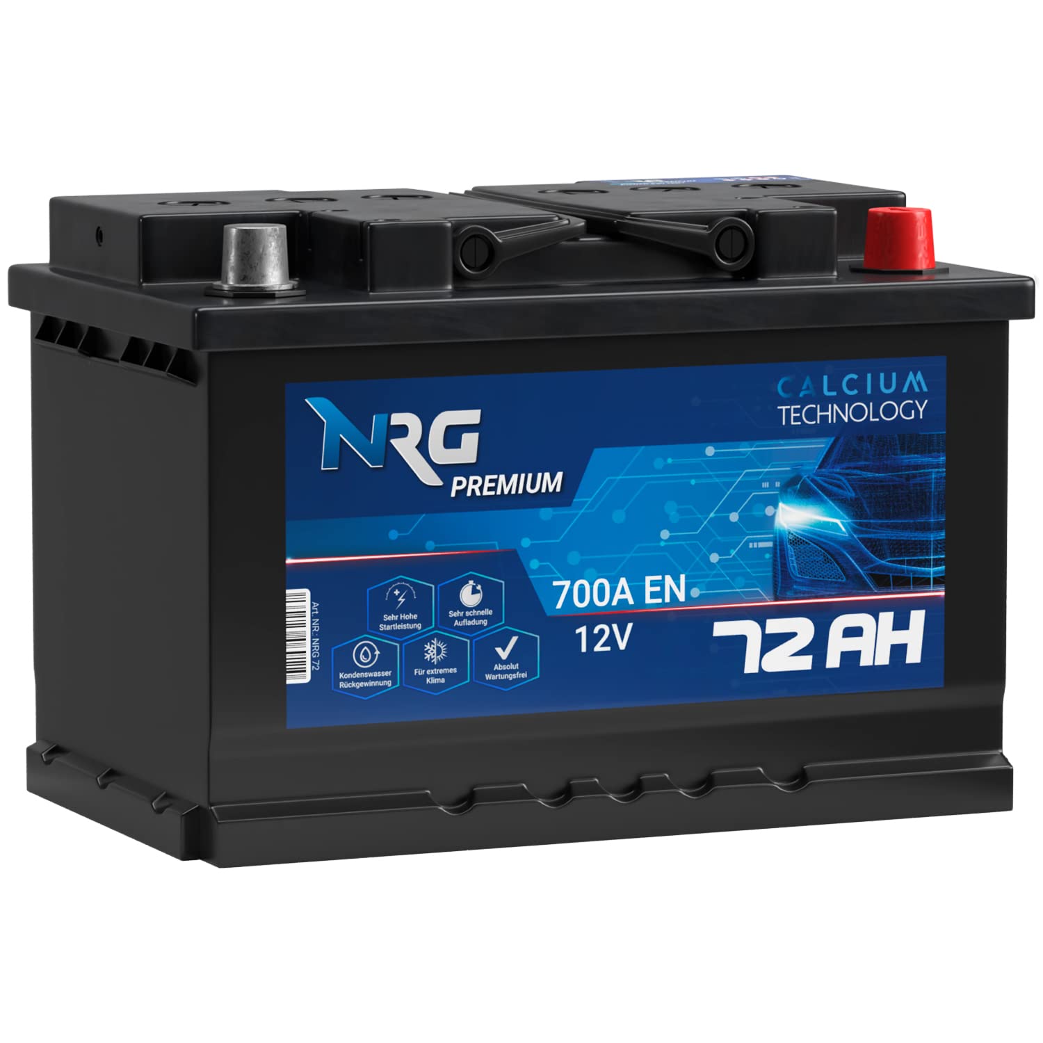 NRG Premium Autobatterie 12V 72AH 700A/EN Batterie ersetzt 65AH 68AH 70AH 74AH 75AH 77AH 80AH von NRG PREMIUM