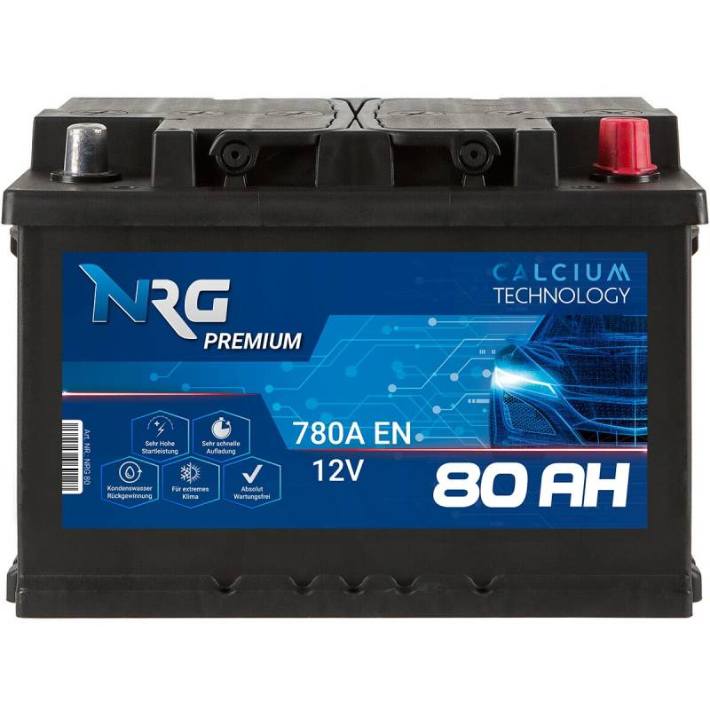 NRG Premium Autobatterie 12V 80Ah 780A/EN Batterie ersetzt 70AH 72AH 74AH 75AH 76AH 77AH von NRG PREMIUM