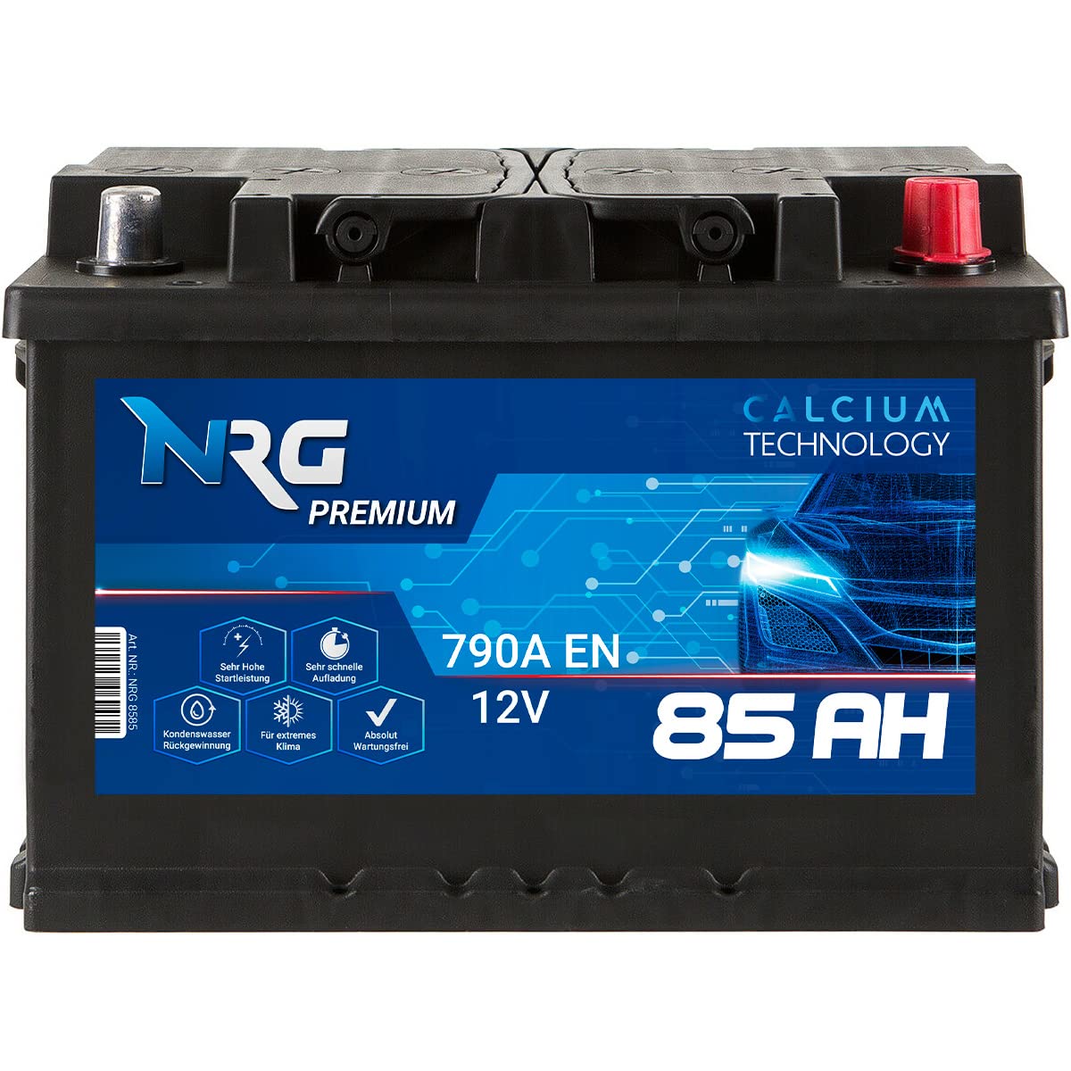 NRG Premium Autobatterie 12V 85AH 790A/EN Batterie ersetzt 74AH 75AH 77AH 80AH 82AH 83AH von NRG PREMIUM