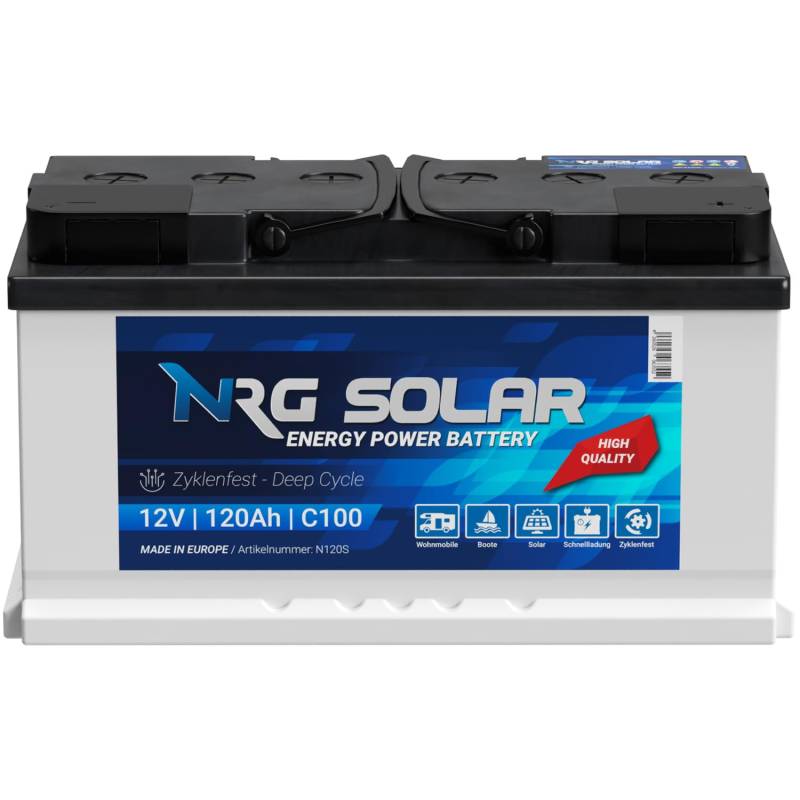 NRG SOLAR 120Ah 12V Wohnmobil Antrieb Versorgung Boot Schiff Solar Batterie (120AH 12V) von NRG PREMIUM