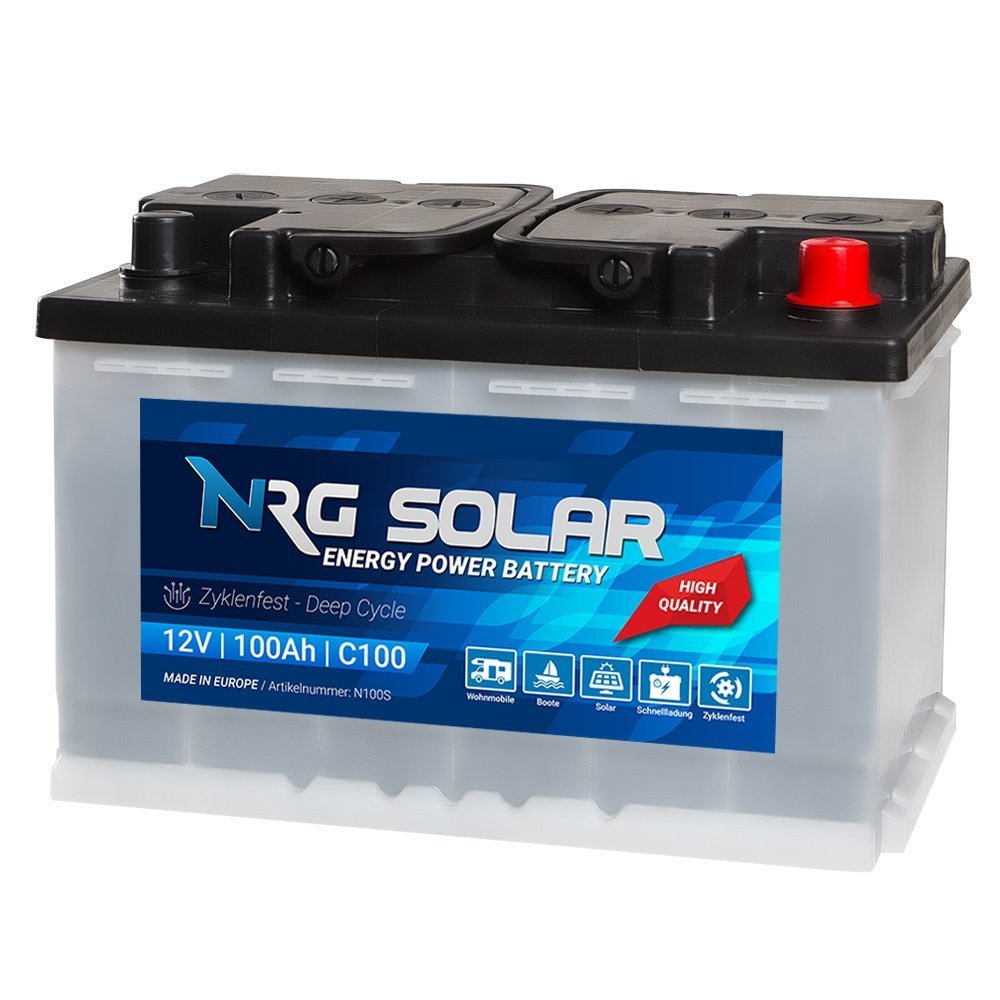Solarbatterie 12V 100Ah Boot Versorgungsbatterie Verbraucher USV SOLAR Batterie 80Ah von NRG-SOLAR