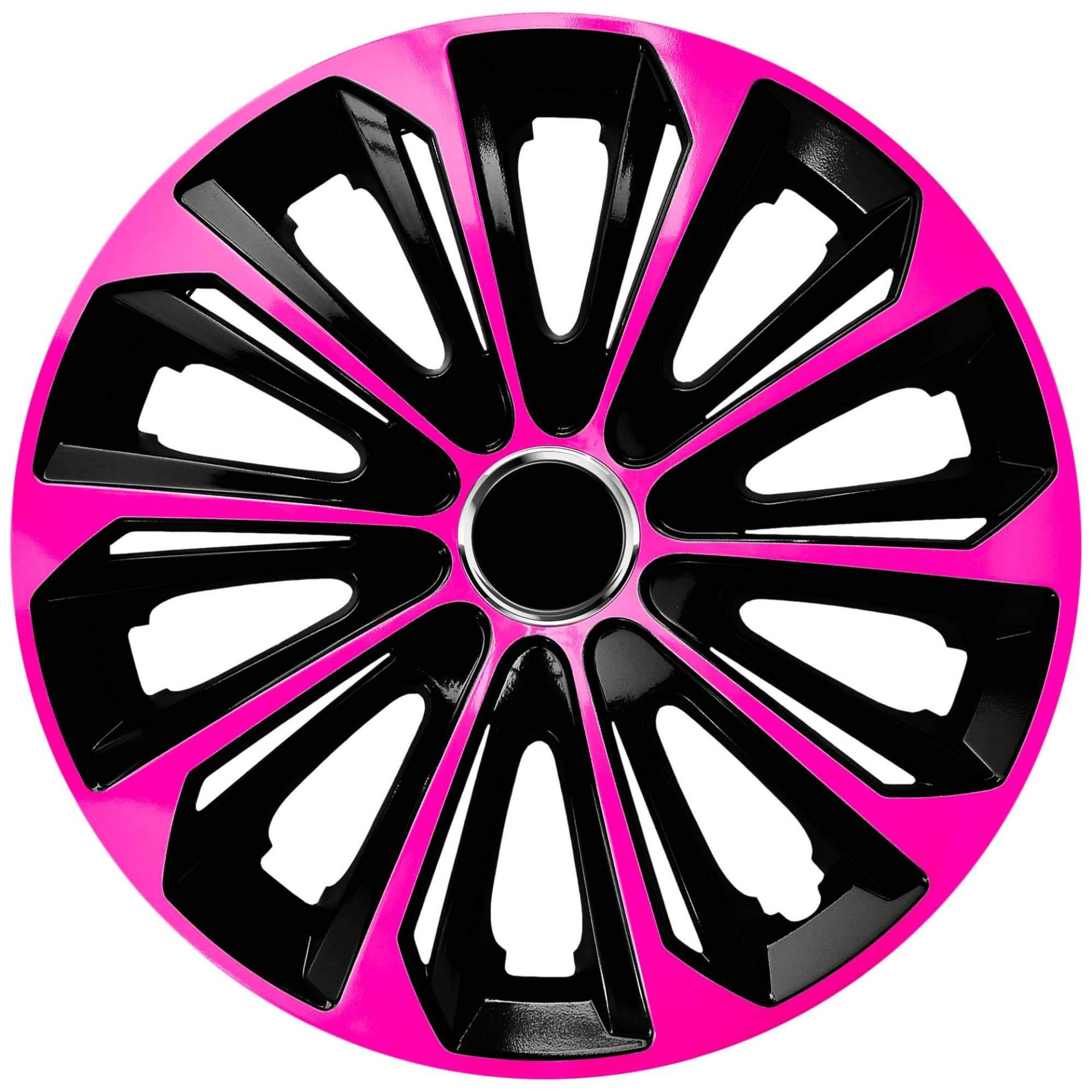 4x Radkappen schwarz pink 16 Zoll Extra Strong NRM, Radzierblenden 4er Set 16″ von NRM