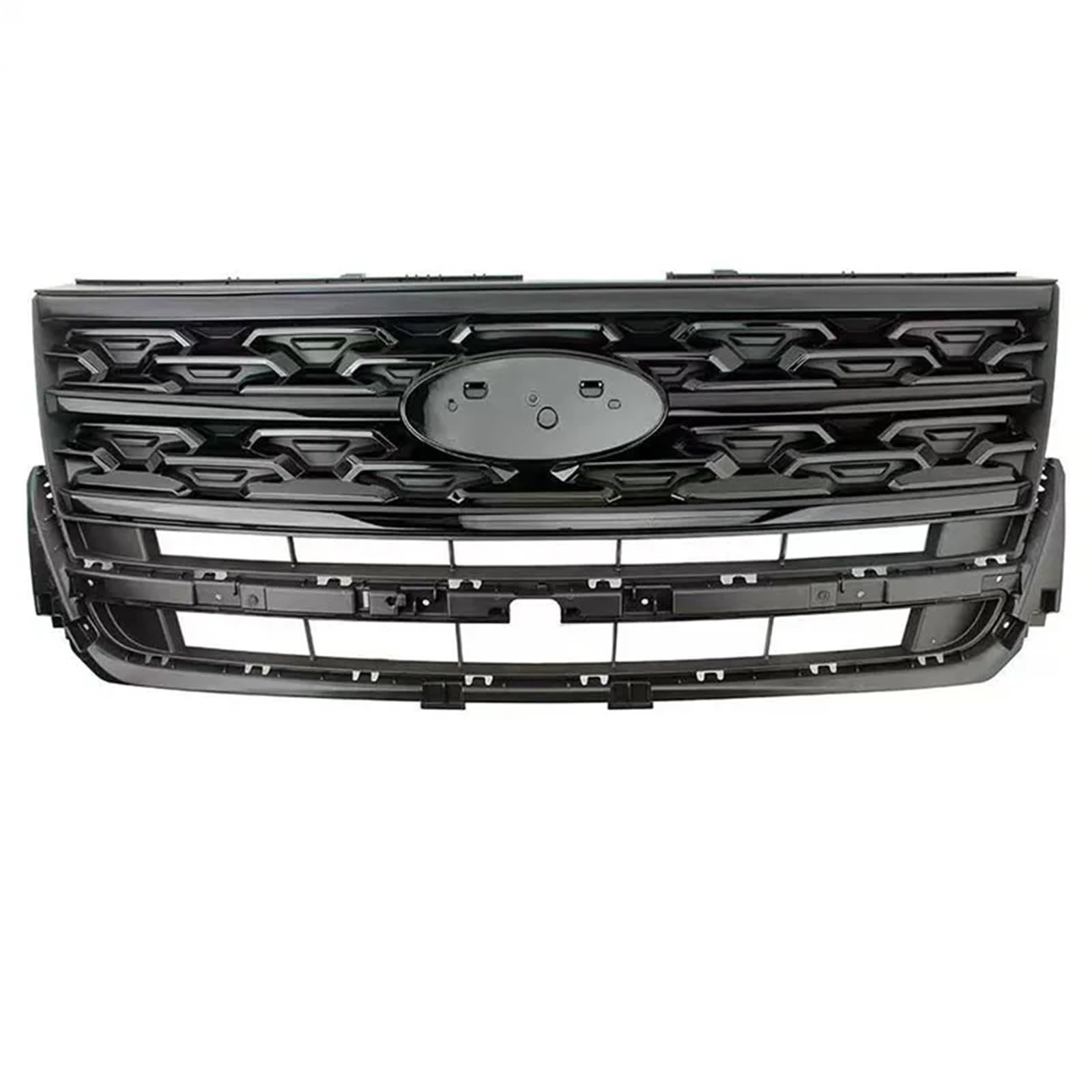 2018–2019 Kompatibel mit Ford Explorer SUV Sport Racing Grills Fronthaube Oberer Stoßfängergrill Schwarz Chrom Silber Wabengitter(Black) von NROVENMIL