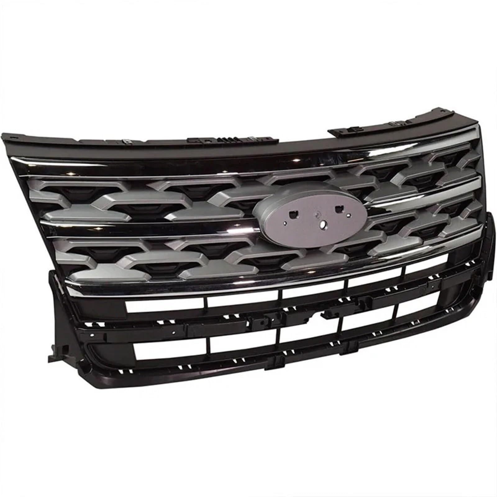 2018–2019 Kompatibel mit Ford Explorer SUV Sport Racing Grills Fronthaube Oberer Stoßfängergrill Schwarz Chrom Silber Wabengitter(Silvery) von NROVENMIL