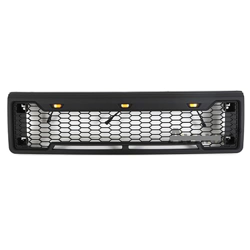 Autoteile Kühlergrill mit Lichtleiste Kompatibel mit Ford F150 1987-1991 Racing Grill Mattschwarz(Withouit light bar) von NROVENMIL