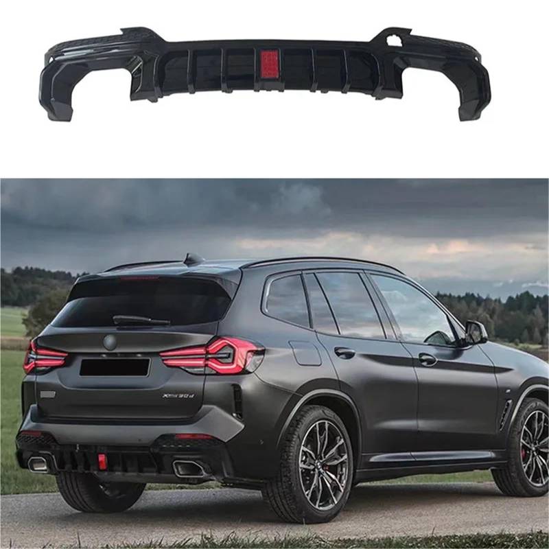 Heckspoiler, kompatibel mit BMW X3 G01 G08 M Sport 2022+, ABS, glänzend schwarz, Diffusorlippe mit LED-Licht, Heckspoilerlippe(Carbon Look) von NROVENMIL
