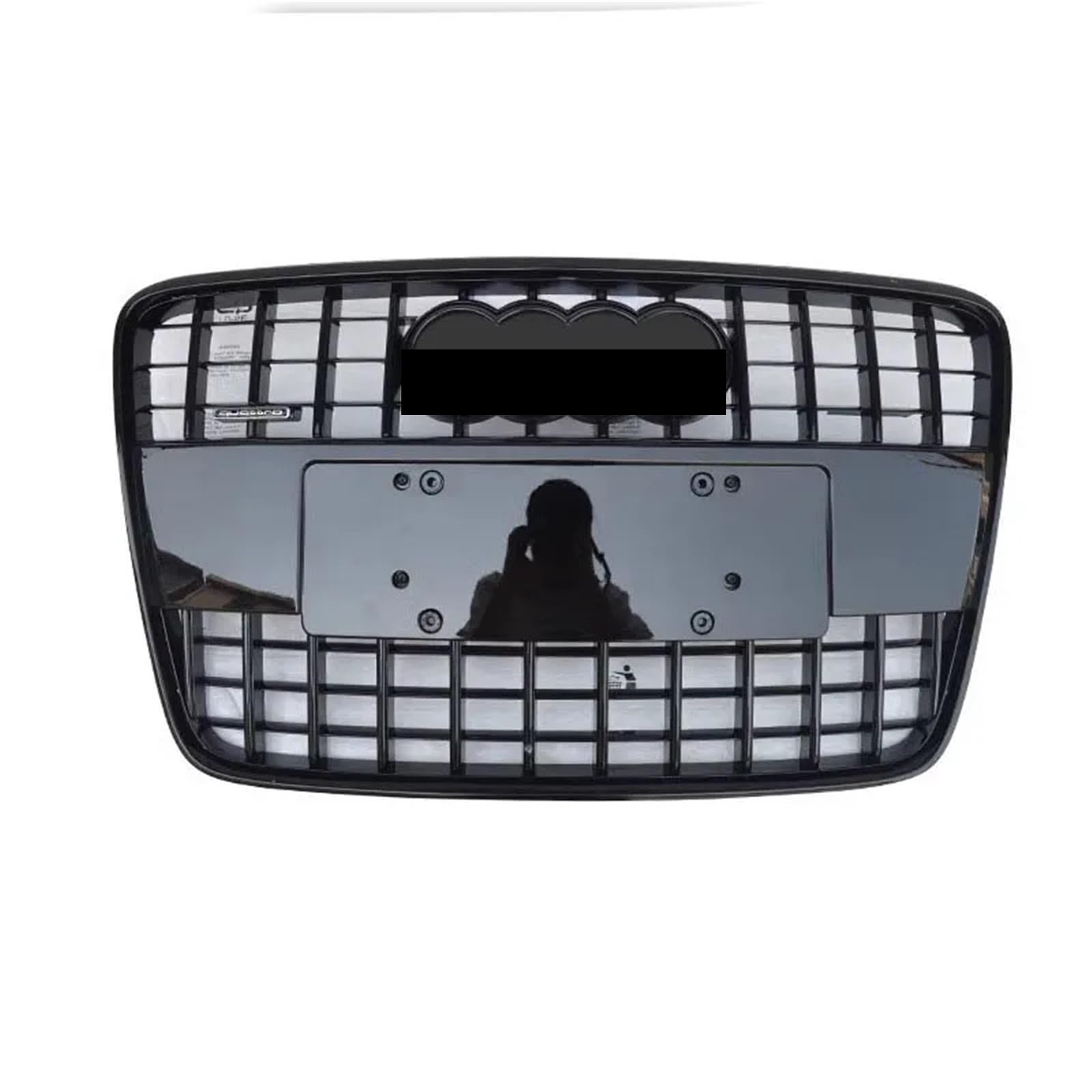Kompatibel mit 2010–2015 Aodi Q7, galvanisierter Frontgrill, schwarz, Leuchtend schwarz, Motorhaubengrill, Frontstoßstange, Renngrills, Zubehör(B) von NROVENMIL