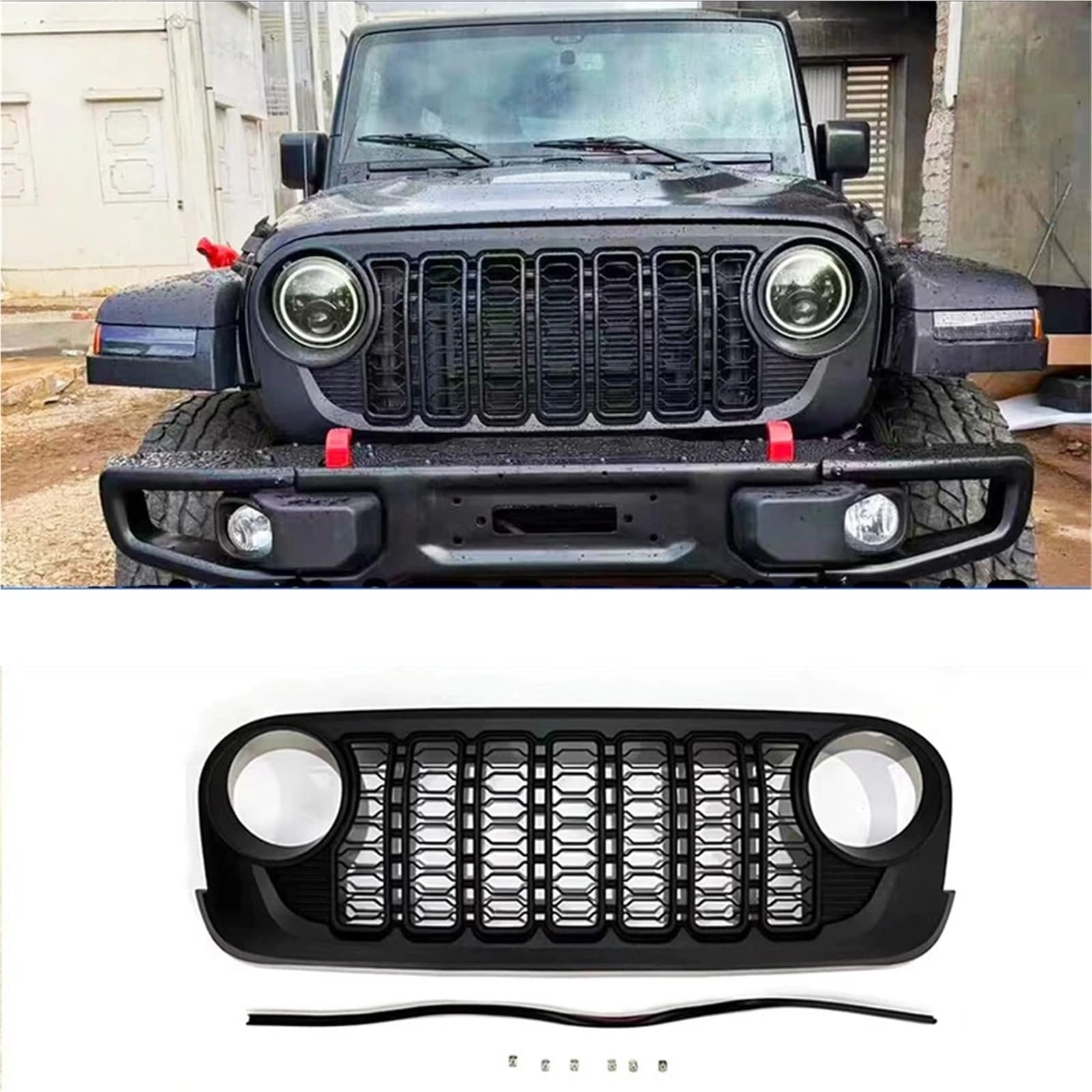 Kompatibel mit Jeep Wrangler JK 2007–2017, Upgrade-Grill, JK-Design-Dekoration, schwarzer Frontstoßstangen-Netzgrill, Renngrills Kompatibel mit Jeep Wrangler JK 2007–2017, Upgrade-Grill, JK-Design-Dekoration, schwarzer Frontstoßstangen-Netzgrill, Renngrills von NROVENMIL