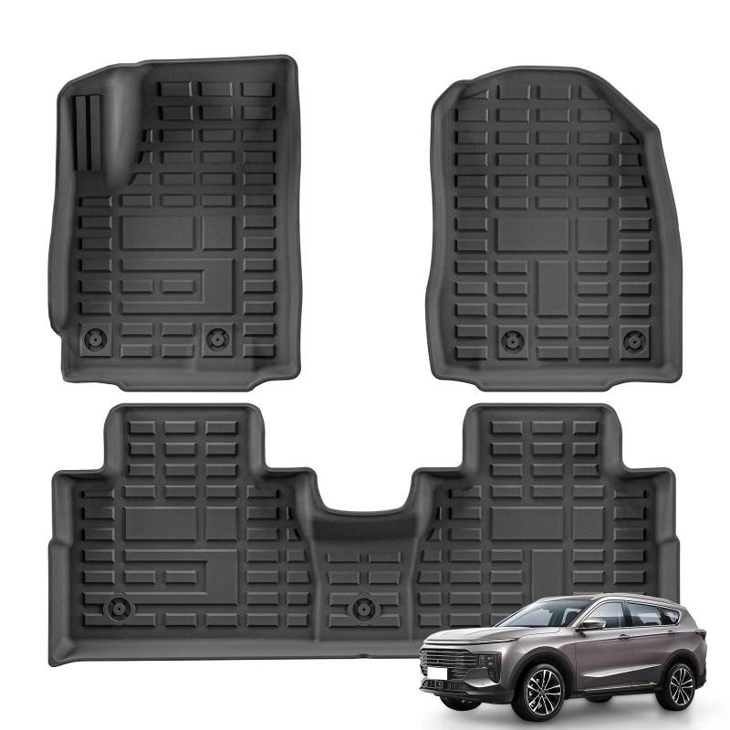 Kompatibel mit Jetour X70 Plus 2024 2025 Fußmatten Cargo Liner Kofferraummatte Autozubehör TPE WP Fußpolster Schutzmatte (3 Stück) von NROVENMIL