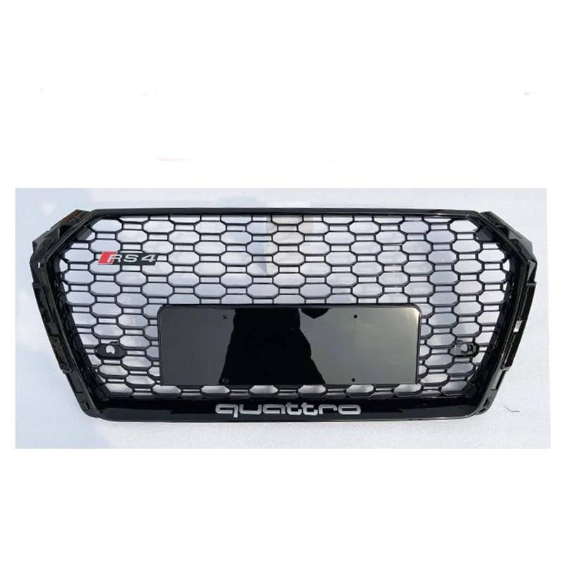 Kompatibel mit RS4-Frontstoßstange, Sport-Sechseckgitter, Wabengitter, Motorhaubengrill, kompatibel mit A4 S4 B9 2017–2019, Renngrills, schwarzes Zubehör(G) von NROVENMIL