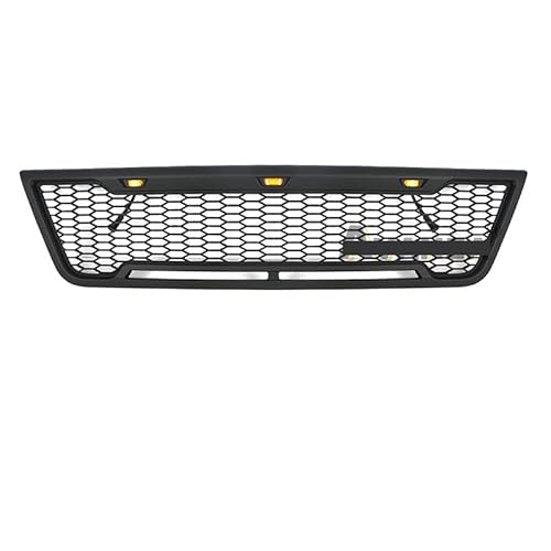 Kühlergrill mit Lichtleiste, kompatibel mit Ford E150 E250 E350 2003–2007, schwarzer Renngrill(With LED lights) von NROVENMIL