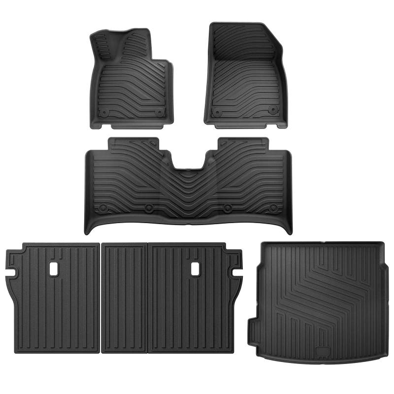 LUCKEASY Kompatibel mit ZEEKR 001 Fußmatten Cargo Liner Kofferraummatte TPE WP Fußpad Linkslenktes Innenzubehör(ZEEKR 001 LHD 6PCS) von NROVENMIL