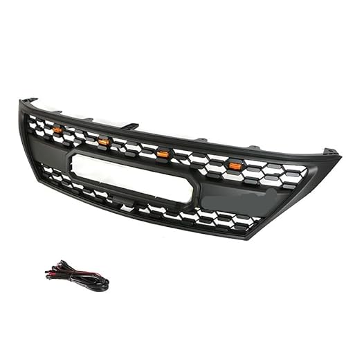 Mattschwarzer Kühlergrill mit Licht, kompatibel mit Lexus LX470 LX570 2008–2012, Renngrill(With LED lights) von NROVENMIL
