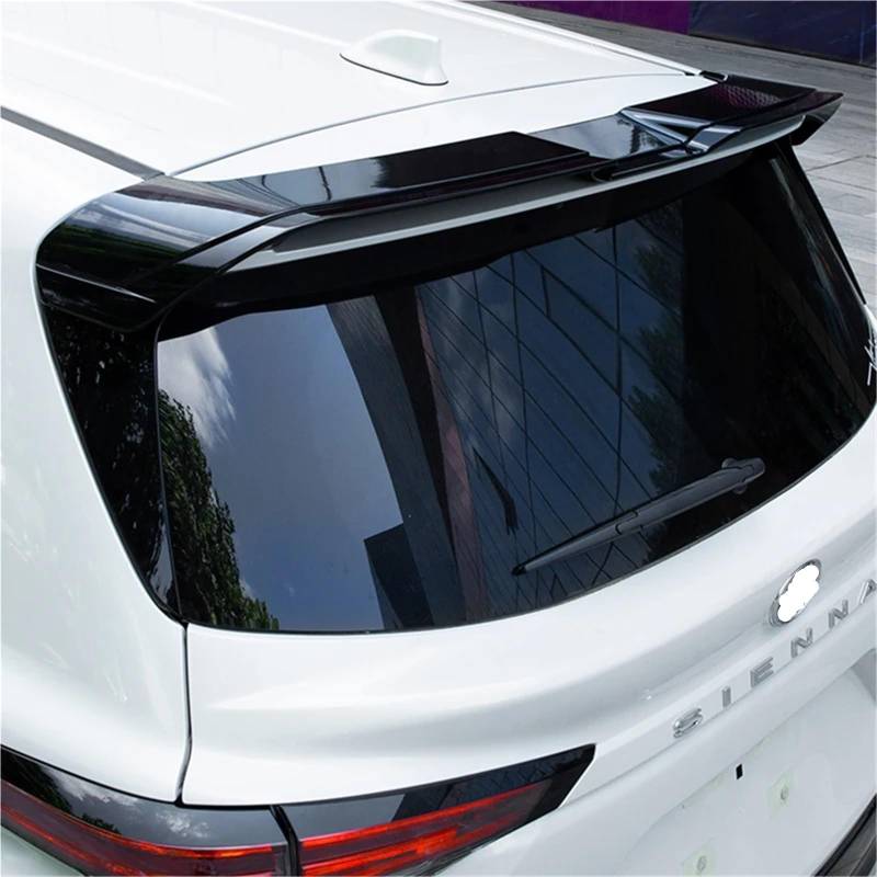 Spoiler Kompatibel Mit Toyota Sienna 2021-2024 ABS Kunststoff Material Grundierung Farbe Hinten Boot Stamm Flügel Hinten Dach Spoiler Zubehör(ABS Glossy Black) von NROVENMIL