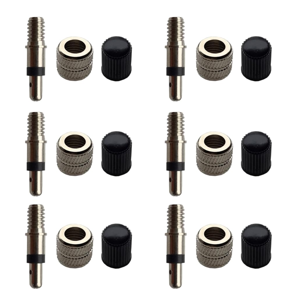 NRVTRE Fahrradventil Ersatz Set[6/12 Stück],Deutscher Fahrradventil Fahrrad Einsatz Fahrradventil Adapter,Ventil-Mutter,Ventil-Kappen,für DV/NV/BV Bikes Valve (6) von NRVTRE