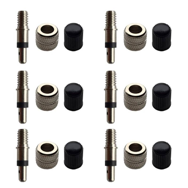 NRVTRE Fahrradventil Ersatz Set[6/12 Stück],Deutscher Fahrradventil Fahrrad Einsatz Fahrradventil Adapter,Ventil-Mutter,Ventil-Kappen,für DV/NV/BV Bikes Valve (6) von NRVTRE