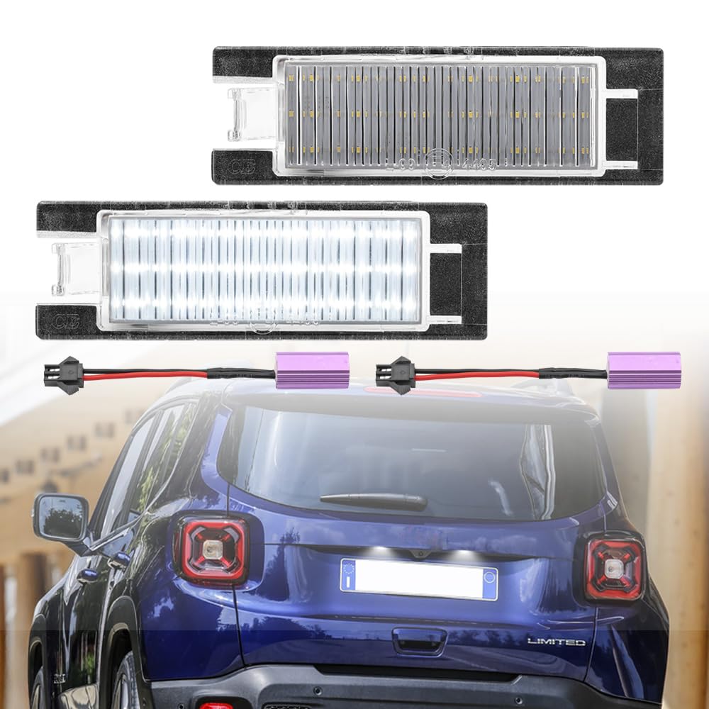 2 x LED-Kennzeichenbeleuchtung, kompatibel mit Jeep Renegade Canbus 2015–2021, weiße LED-Tag-Lampen, OEM-Nr.: 68247166AA von NSLUMO