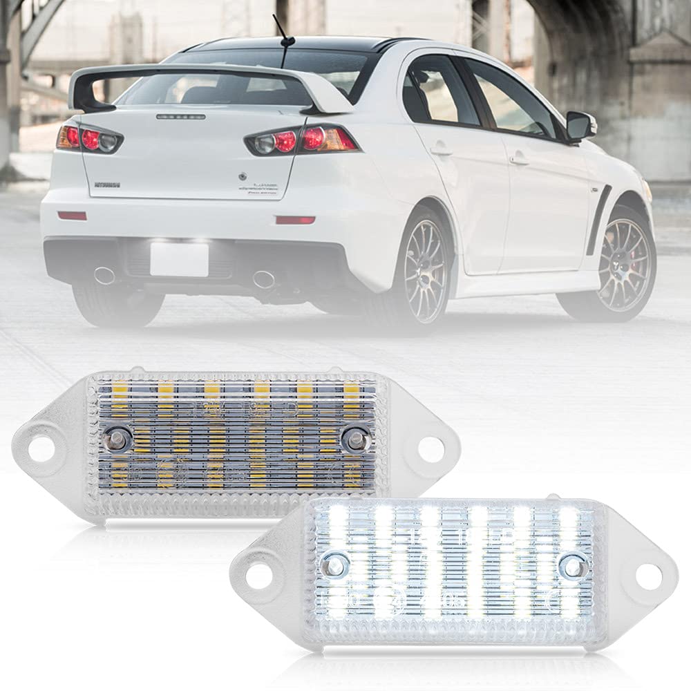 2 x LED-Kennzeichenbeleuchtung, kompatibel mit Mitsubishi 2003–2017 Lancer & 2007–2016 Evo Evolution X LED-Rücktag-Lampen von NSLUMO