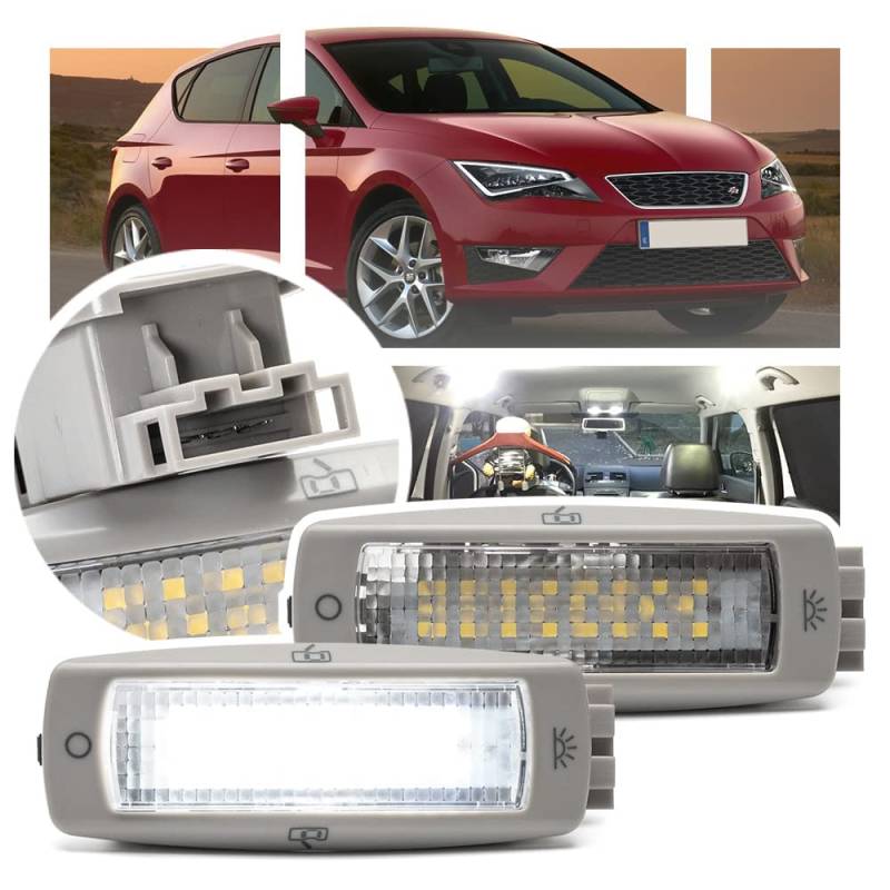 NSLUMO 2 STÜCKE LED-Innenraum-Lesekartenlicht Kuppeldecken-Dachlampe 2013-2016 Seat Leon/Leon MK4 IV 2011-2016 Seat Alhambra Led Courtesy Ambient Cabin Lighting von NSLUMO