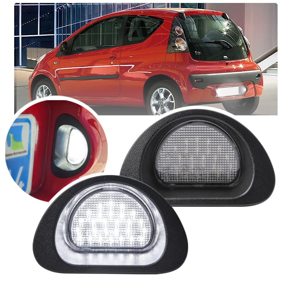 NSLUMO 2 STÜCKE LED Kennzeichenleuchte Lampe Für Citroen C1 MK1 2005-2014 Peugeot 107 MK1 2005-2014 von NSLUMO