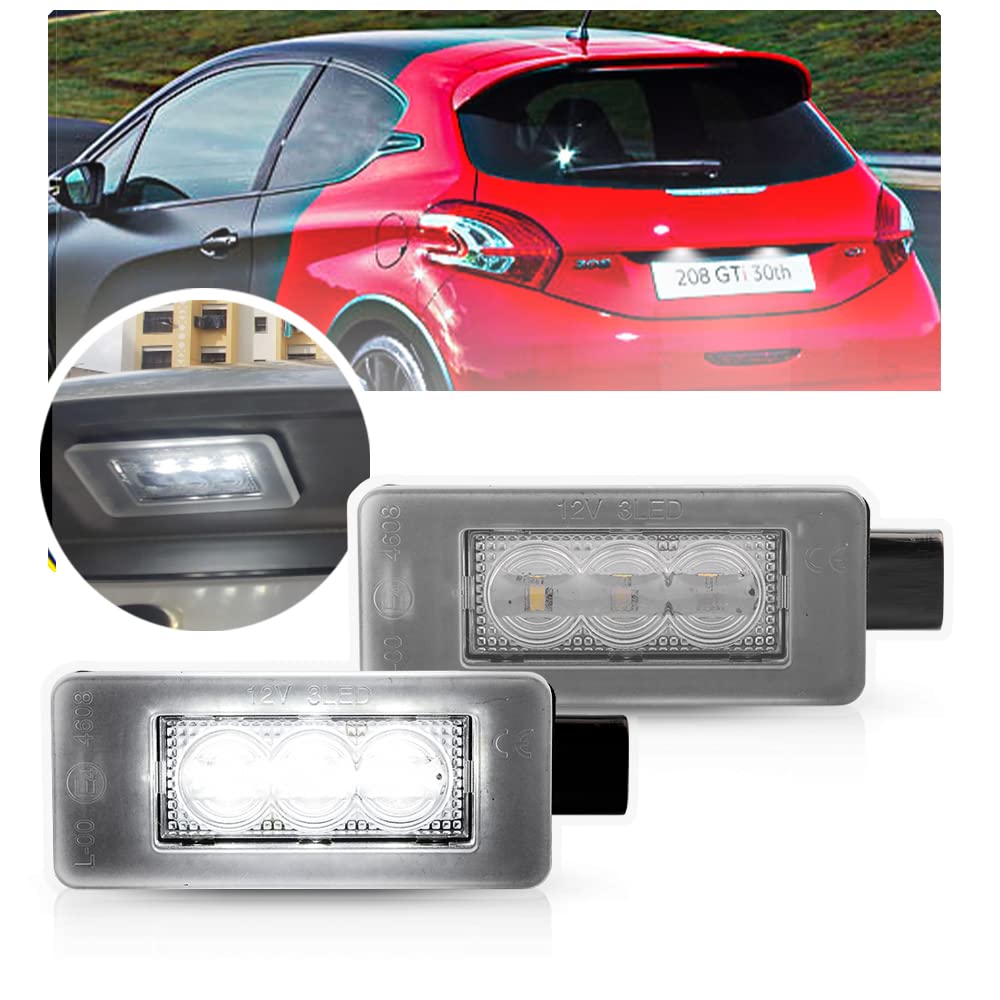 NSLUMO 2 STÜCKE Weiße LED Kennzeichenleuchte Für Peugeot 207 CC 308 MK2 2008 208 Für C`itroen C5 II RD Rückleuchten von NSLUMO