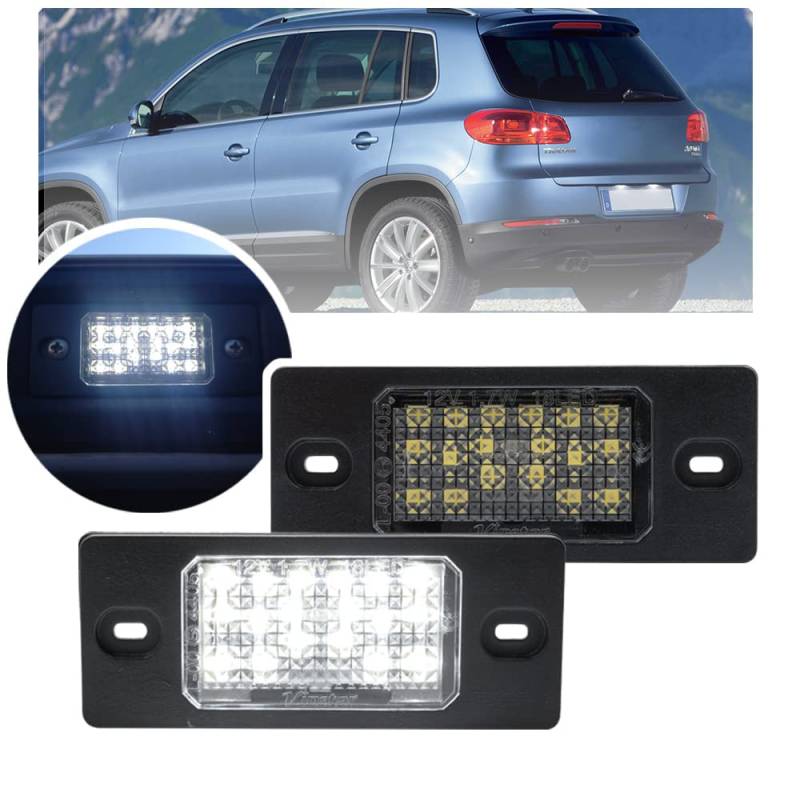 NSLUMO 2 Stück 18 SMD Weiß 6000K LED-Lampen Kennzeichenbeleuchtung Kennzeichenbeleuchtung Lampen CanBus Fehlerfrei von NSLUMO