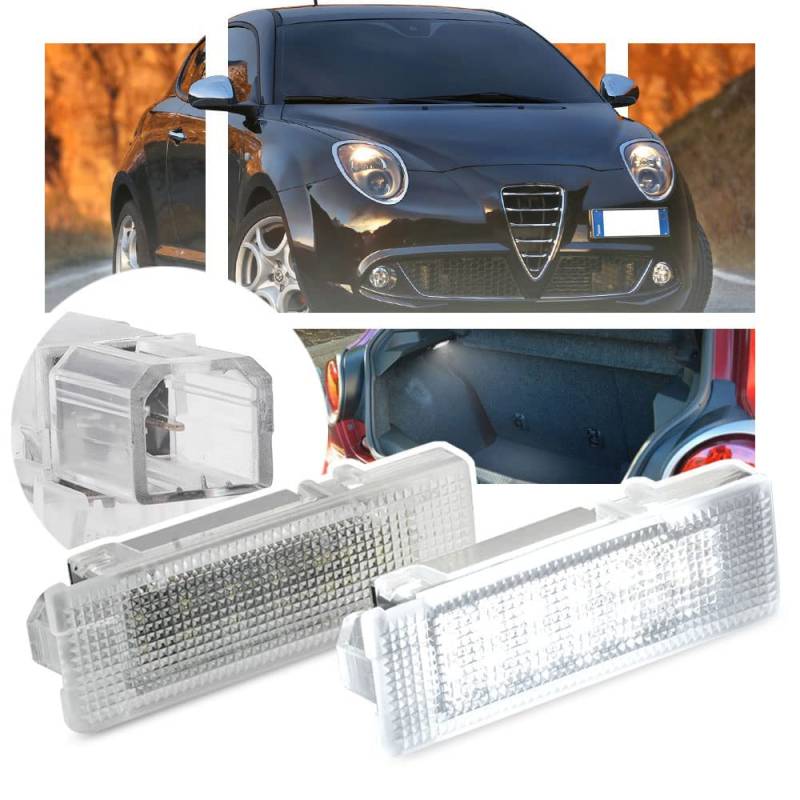 NSLUMO 2Pcs LED Tür Stepwell Pfütze Courtesy Gepäckraum Licht für Alfa Romeo Mito Brera GT Spider Canbus Led Kofferraum Lampen Handschuhfach Kofferraum Beleuchtung von NSLUMO