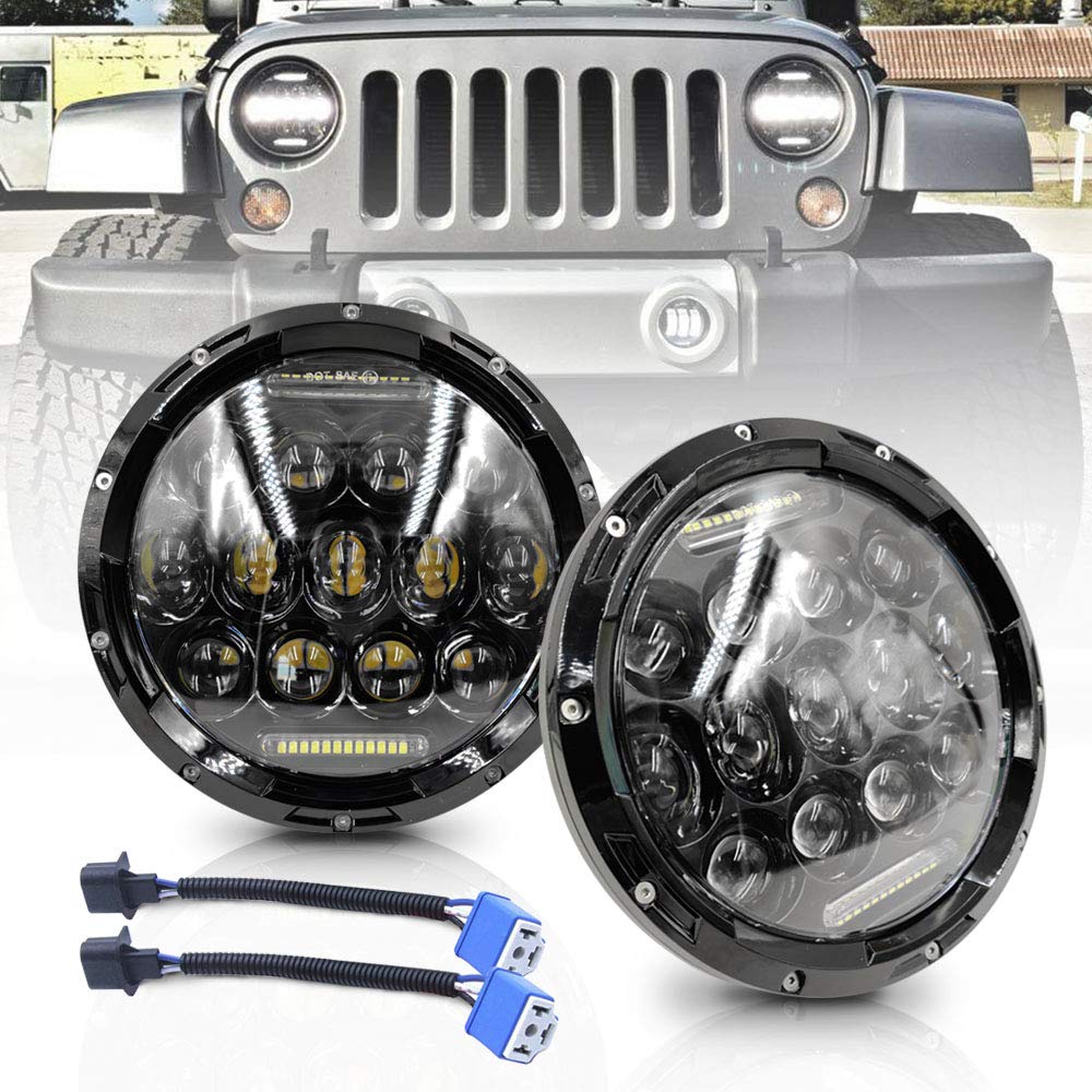 NSLUMO 2 Stück Schwarz Linse Defender 75w LED Fahrscheinwerfer mit Fernlicht Tagfahrlicht Autofahren Beamer Ersatz Für Defender 90 110 Scheinwerfer von NSLUMO