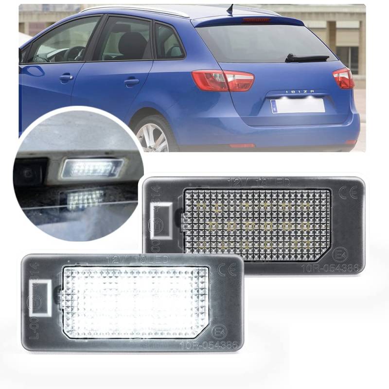 NSLUMO 2X Nummernschildbeleuchtung LED Nummernschildbeleuchtung Kompatibel mit Seat Ibiza 2009-2017 Seat Alhambra 2011-2017 Seat Ateca LED Nummernschildbeleuchtung Parkleuchte von NSLUMO