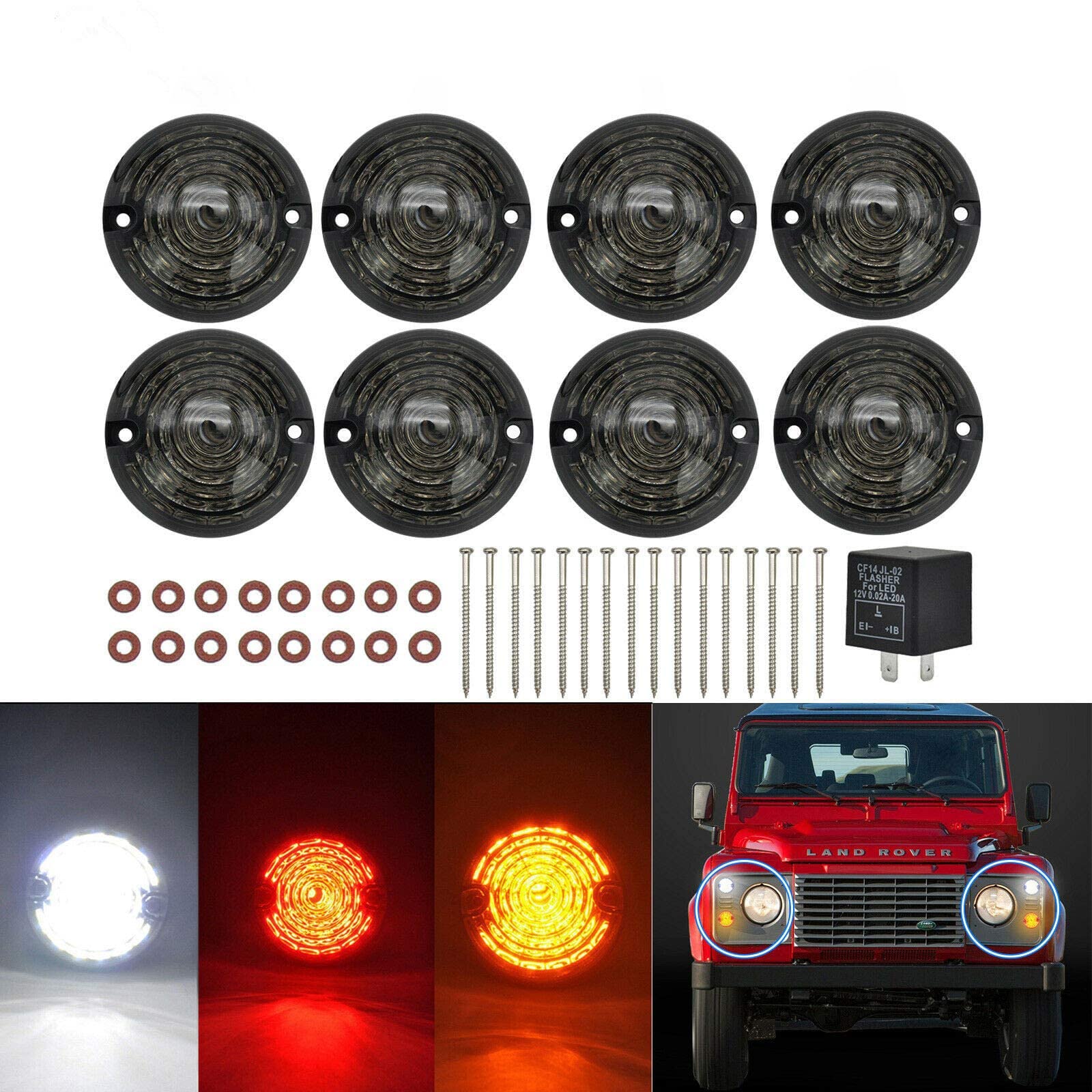 NSLUMO 8 Stueck 73mm Geräucherte Linse Defender LED Licht Units Bernstein Anzeigeseitenlicht Hinterer Anschlag Rücklicht Für Defender 90/110 NSLUMO 8 Stueck 73mm Geräucherte Linse Defender LED Licht Units Bernstein Anzeigeseitenlicht Hinterer Anschlag Rücklicht Für Defender 90/110 von NSLUMO