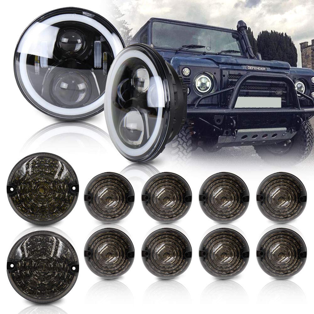 NSLUMO Defender Led 7 Zoll Scheinwerfer Mit Halo Ring Light Und 10 Stück vorne hinten 95MM LED-Lampe Upgrade Light Kit Für Verteidiger 1990-2016 90/110 Geräucherte Linse NSLUMO Defender Led 7 Zoll Scheinwerfer Mit Halo Ring Light Und 10 Stück vorne hinten 95MM LED-Lampe Upgrade Light Kit Für Verteidiger 1990-2016 90/110 Geräucherte Linse von NSLUMO