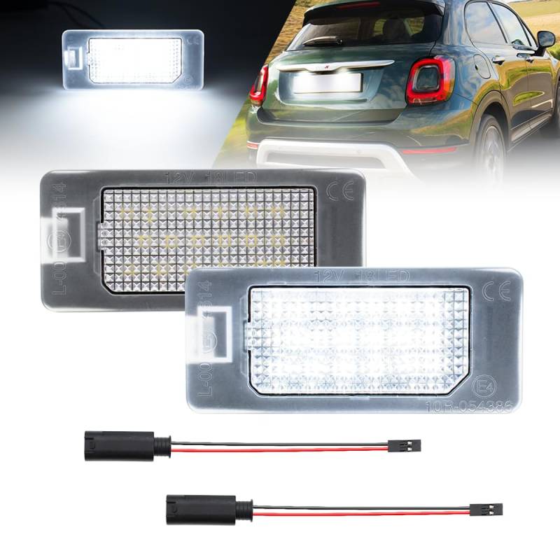 NSLUMO Kennzeichenleuchte LED für Fi.at 500X/500e 2020-2024 & Alfa Romoe Tonale - Canbus Fehlerfrei, Heckkennzeichenleuchten 6000K Weiß SMD, Ersatzheckleuchte von NSLUMO