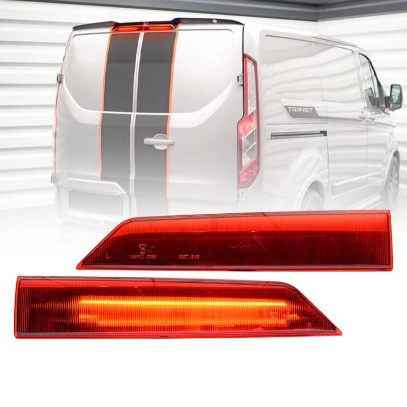 NSLUMO LED Bremslicht für Fo.rd Transit Custom 2012–2022 hohes hinteres Bremslicht hochmontiertes Scheunentor-Bremslicht Transit bremsleuchte 2 Stück rote Linse von NSLUMO
