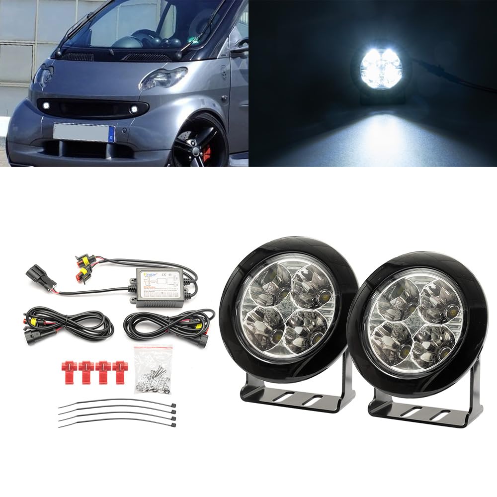 NSLUMO LED DRL Tagfahrlicht für Smart Fortwo 450 1998–2007, Fortwo 451 2007–2015, Frontstoßstange Tageslichtreflektoren DLR-Lauflicht 2 LED-Standlicht mit klarer Linse NSLUMO LED DRL Tagfahrlicht für Smart Fortwo 450 1998–2007, Fortwo 451 2007–2015, Frontstoßstange Tageslichtreflektoren DLR-Lauflicht 2 LED-Standlicht mit klarer Linse von NSLUMO