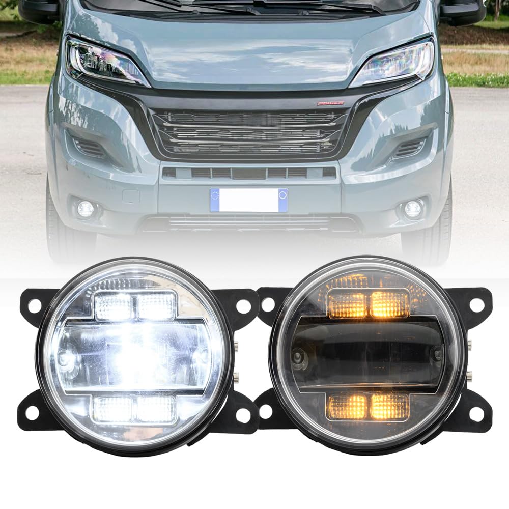 NSLUMO LED Nebelscheinwerfer DRL Tagfahrlicht für Fi.at Ducato Doblo Talento Frontstoßstange Nebelscheinwerfer Reflektoren Montage Blinker DLR-Lauflicht 2 Stück klare Linse von NSLUMO