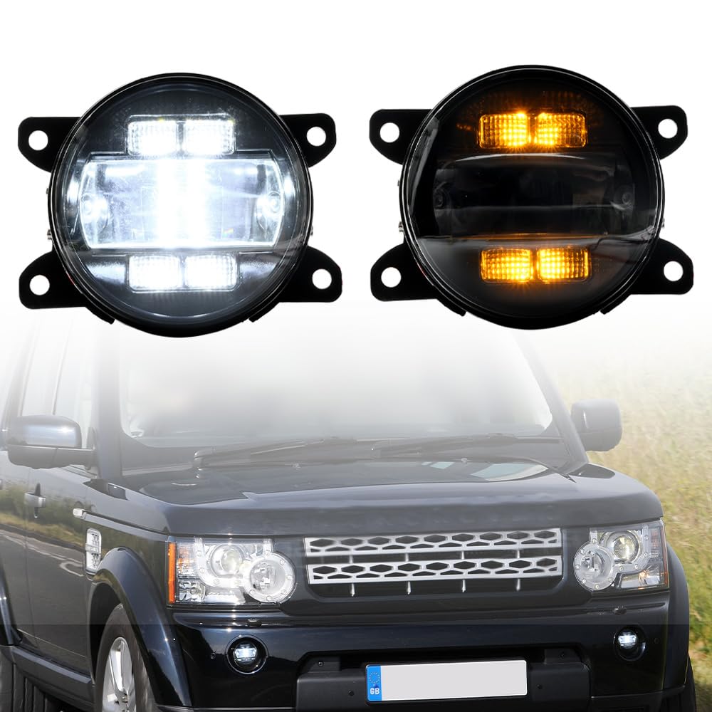 NSLUMO LED-Nebelscheinwerfer DRL Tagfahrlicht für Land Ro.ver Ran.ge Ro.ver L322 Freelander 2 Discovery 4 Frontstoßstange Nebelscheinwerfer Reflektoren Blinker DLR-Lauflicht 2 Stück Geräucherte Linse von NSLUMO