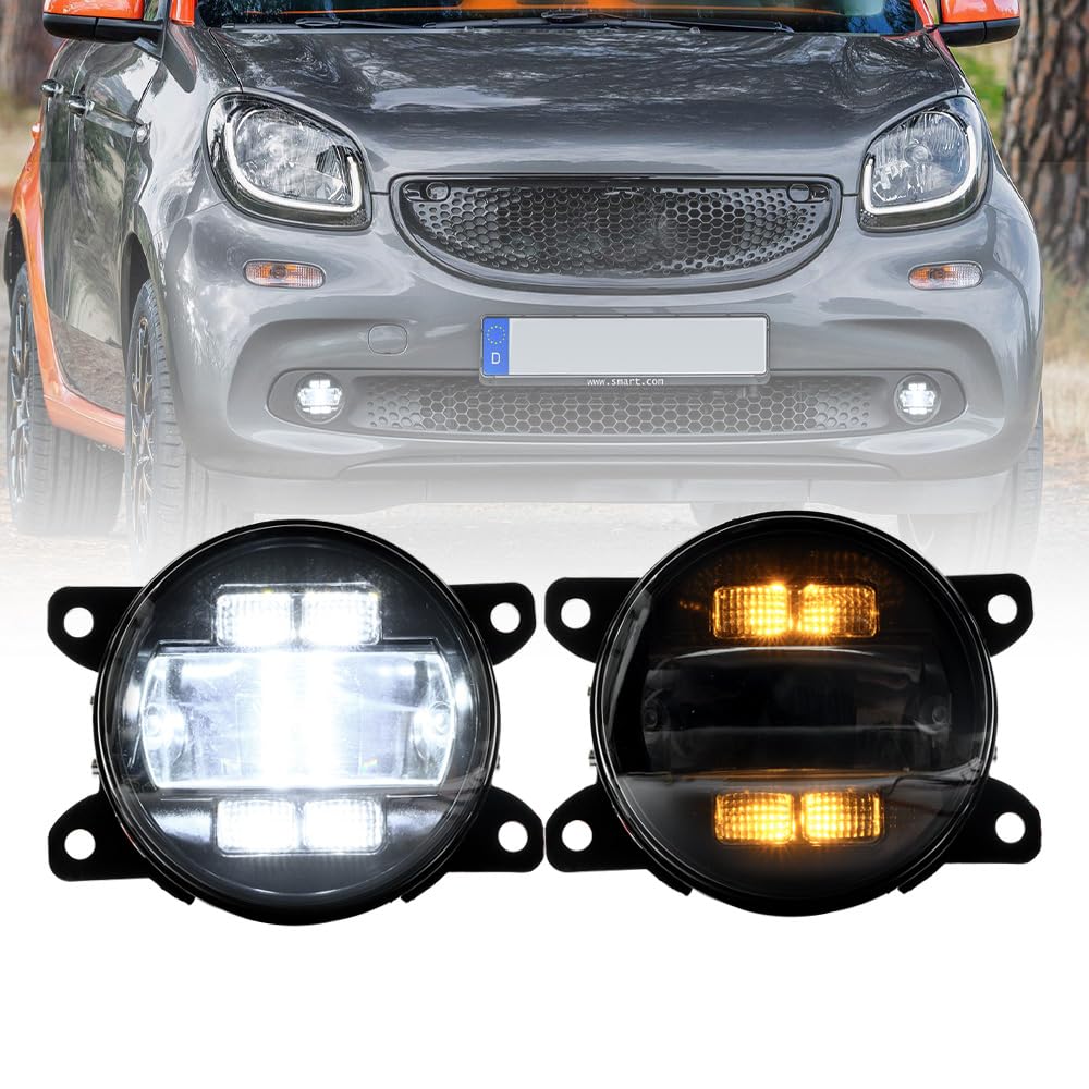 NSLUMO LED-Nebelscheinwerfer DRL Tagfahrlicht für Smart Fortwo Forfour W453, für ben.z Citan Frontstoßstange Nebelscheinwerfer Reflektoren Blinker DLR-Lauflicht 2 Stück Geräucherte Linse von NSLUMO