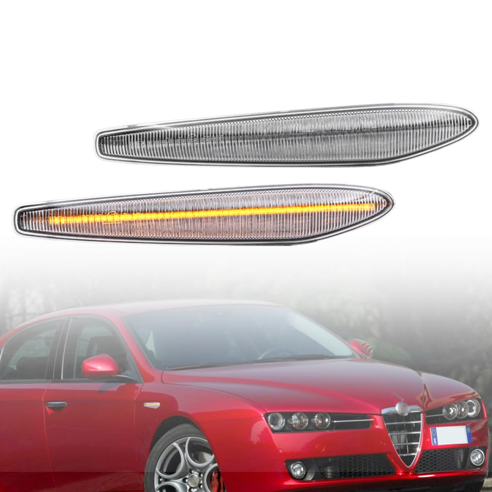 NSLUMO LED Seitenblinker Seitenmarkierungsleuchte klare Linse bernsteinfarben kompatibel mit 05-11 Alfa Ro.meo 159 Sportwagon Spider Typ 939 NSLUMO LED Seitenblinker Seitenmarkierungsleuchte klare Linse bernsteinfarben kompatibel mit 05-11 Alfa Ro.meo 159 Sportwagon Spider Typ 939 von NSLUMO