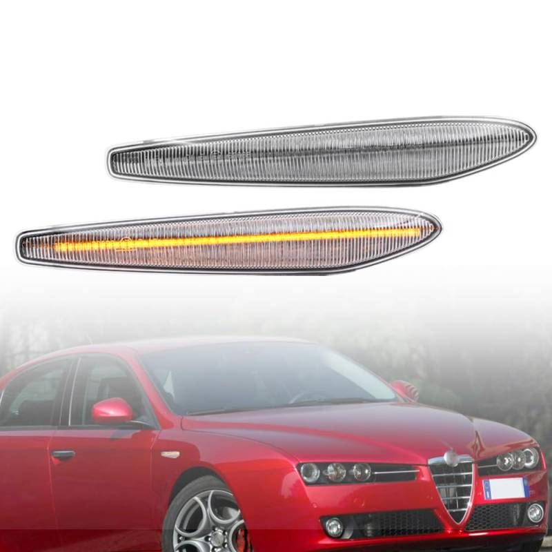 NSLUMO LED Seitenblinker Seitenblinker Seitenblinker Licht Seitenmarkierung klare Linse kompatibel mit 05-11 Alfa Romeo 159 Sportwagon Spider Typ 939 von NSLUMO