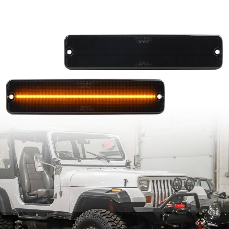 NSLUMO LED Seitenblinker für Jeep Wrangler YJ 1987-1995 LED Seitenmarkierungs Blinker Blinker-Repeater-Lampe OEM-Nr. 56001424 von NSLUMO