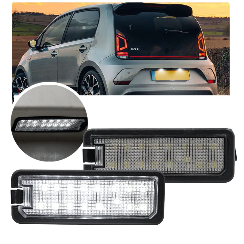 NSLUMO Nummernschildbeleuchtung LED Kennzeichenbeleuchtung Kompatibel mit V/W up!/e-up! 2017 2018 2019 2020 2021 2022 2x LED-Kennzeichenbeleuchtung Autoparkleuchte von NSLUMO