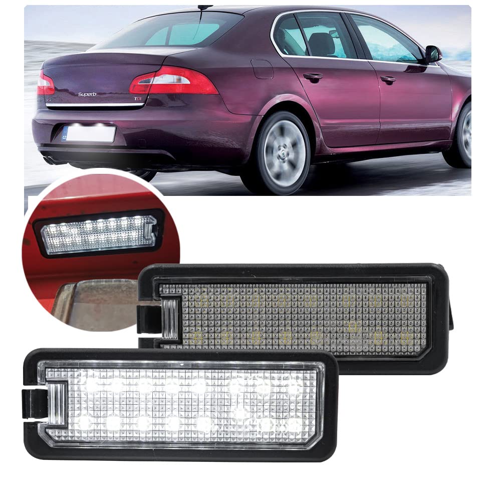 NSLUMO Nummernschildbeleuchtung LED-Nummernschildbeleuchtung Kompatibel mit 2009 2010 2011 2012 2013 Sk.oda Superb II Limousine LED-Kennzeichenbeleuchtung Auto-Parklampe von NSLUMO