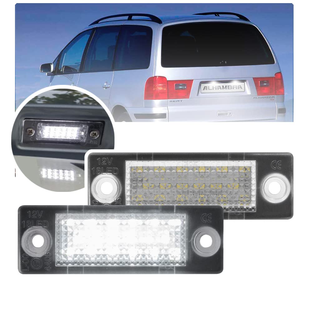 NSLUMO Nummernschildbeleuchtung LED Nummernschildbeleuchtung Kompatibel mit Seat Alhambra 7V8 7V9 1996-2010 2X LED Nummernschildbeleuchtung Auto Parkleuchte von NSLUMO
