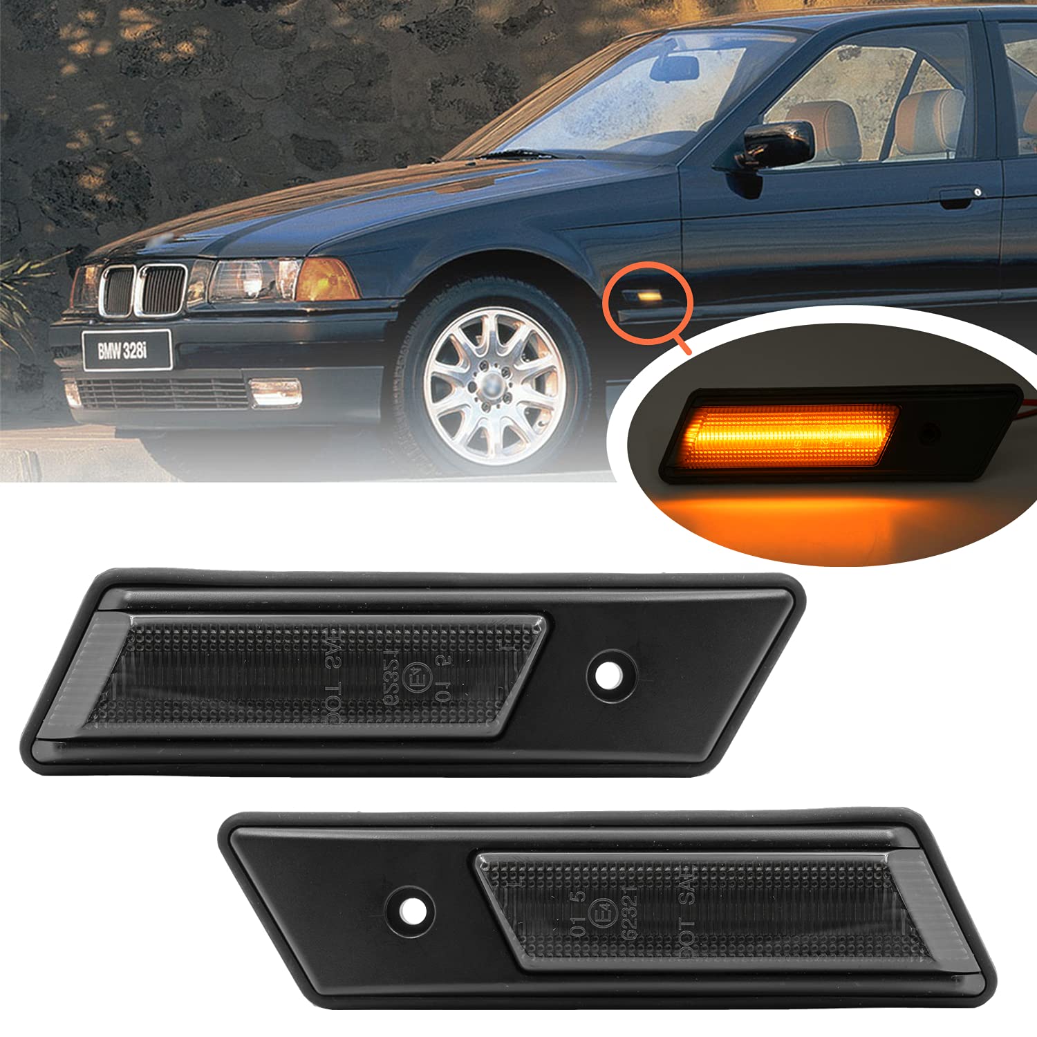 NSLUMO Seitenblinker-Set, bernsteinfarben, Blinker, Rauchglas, kompatibel mit BMW E36 M3 316 318 318 320 325 318 325 318 325 325 NSLUMO Seitenblinker-Set, bernsteinfarben, Blinker, Rauchglas, kompatibel mit BMW E36 M3 316 318 318 320 325 318 325 318 325 325 von NSLUMO