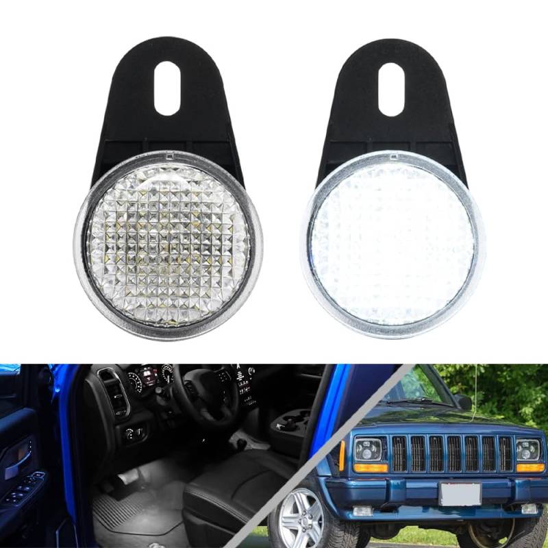 Nslumo 2 Stück LED Innenleuchte Fußraum Kofferraum Einstieg für Jeep Cherokee XJ Wrangler TJ Grand Cherokee ZJ WEISS Fußraumbeleuchtung von NSLUMO