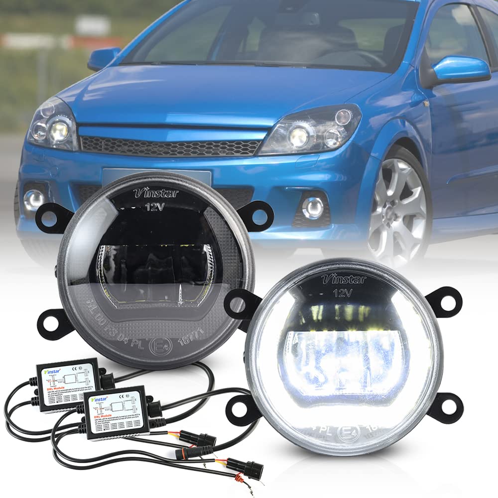 Nslumo LED DRL Halo Ring Tagfahrlicht Nebelscheinwerfer für Opel Vauxhull Astra H G OPC GTC Vectra C/G Corsa D Tigra Signum Zifria B Led Frontstoßstange DLR Nebelscheinwerfer E4 Mark von NSLUMO